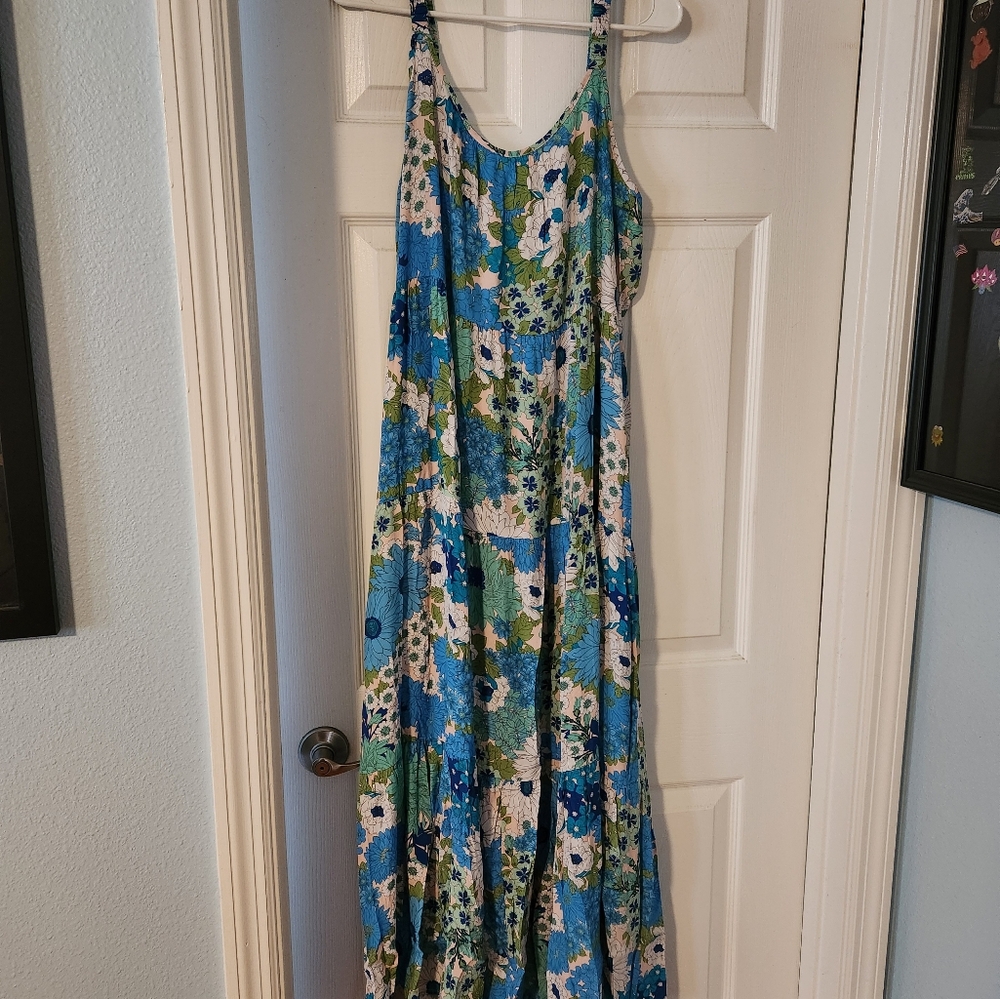 NWOT Lovestitch Floral Blue and Green Dress